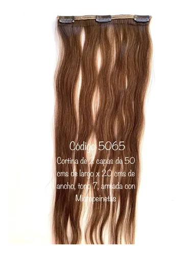 2 Capa Cortina Cabello Natural De 50 Cms X 20 Ancho Premiun