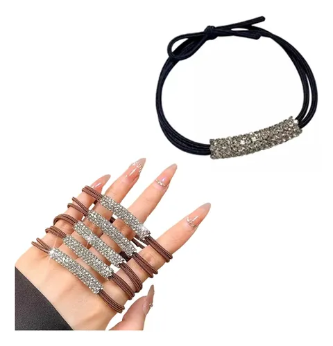 (bk) Corbata Elástica Para El Pelo Con Decoración De Diamant Negro Not Specified