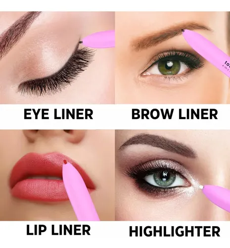 Delineador 4 En 1 P/maquillaje Cejas Labios Ojos Highlight Rosa