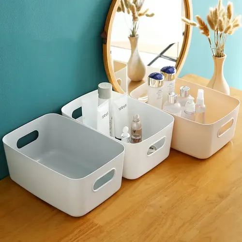Cesta Organizadora De Maquillaje Blanca For Escritorio