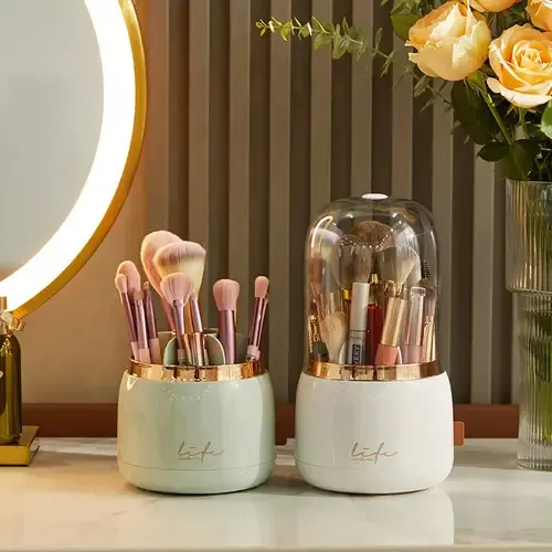 – Brocha De Maquillaje A Prueba De Polvo Con Rotación De