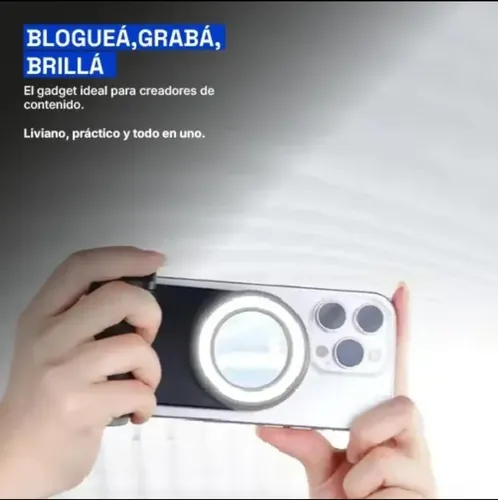 Soporte Magnético Celular Luz Led Calida Espejo Con Mando