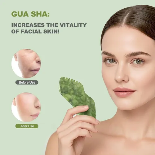 Juego De Gua Sha Airogym 2 Piezas De Jade Natural Para