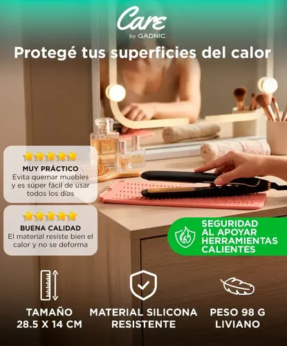 Para Planchita Funda Silicona Care By Gadnic Resiste Calor Rosa