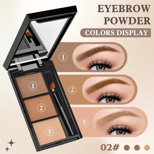 Paleta De Cejas Anwuozu 3 Colores A02 Con Espejo Y Brocha