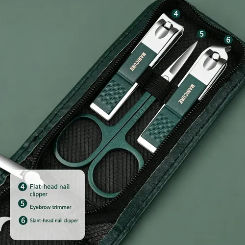 Set De Manicura Con Cortaúñas Y Tijera Verde