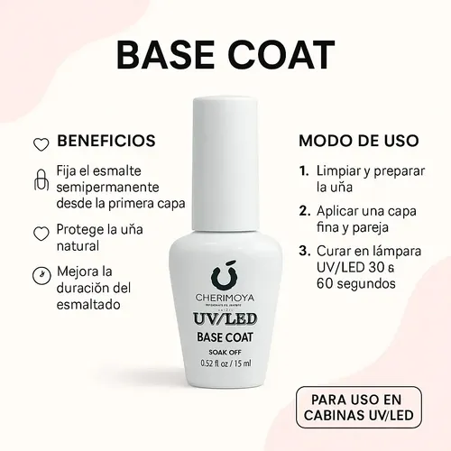 Base Coat Semipermanente Cherimoya Manicura Uñas