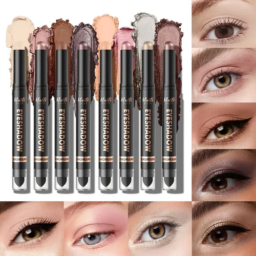 Set De 8 Colores De Sombras De Ojos En Barra De Doble Punta