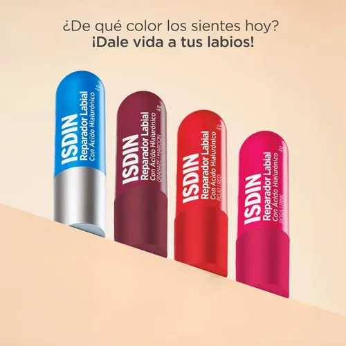 Bálsamo Reparador Labial Con A.h. Color Rosa Isdin X4gr.