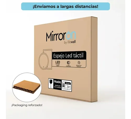 Espejo Led Vertical Marco Baño Luz Táctil Desempañante 60×80