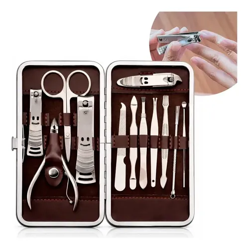 Kit Manicure Portátil Estojo 12pcs Conjunto Alicate Cortador