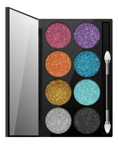 Paleta De Glitter 8 Tonos Compacto Con Espejo Xulu Z487