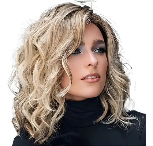 Peluca Rubia Con Flequillo Largo Y Diagonal Para