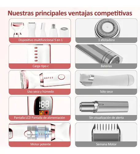 Depiladora Eléctrica 5 En 1 Recargable Para ……tein