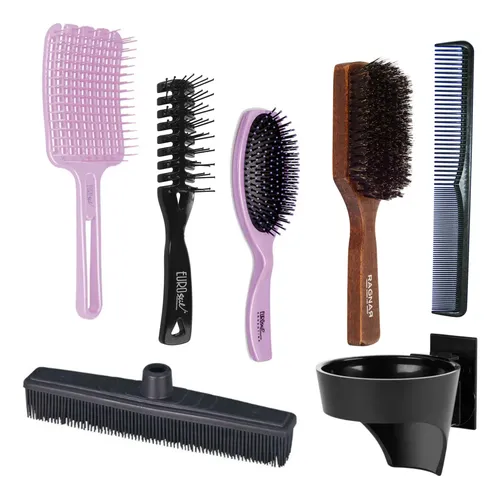 Kit Accesorios Para Salon Peluqueria Escoba Cepillos Peine