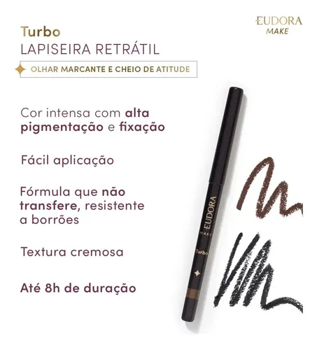 Lápiz de ojos retráctil Turbo Soul, negro mate intenso