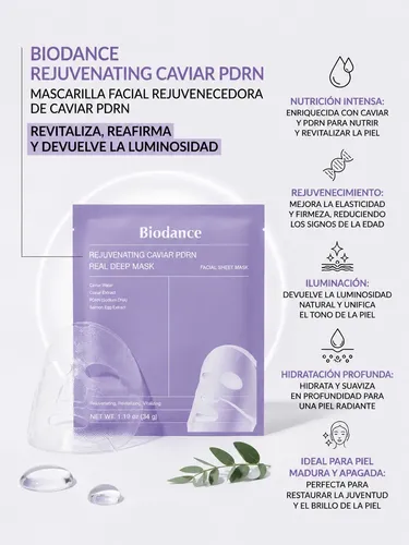 Mascarilla Facial Biodance Colágeno Hidratante Coreana X 4