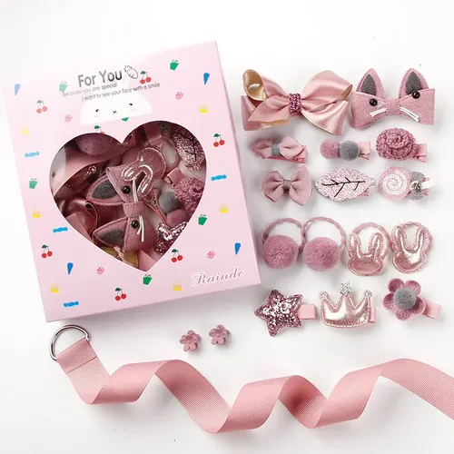 Kit De Accesorios Para El Cabello Infantil @ Pink De 18 Piez