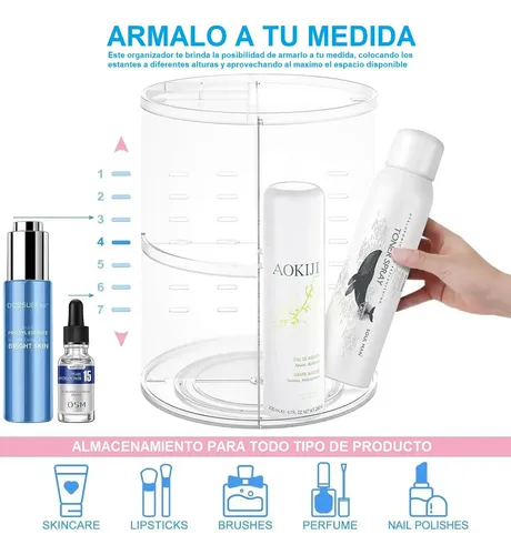 Organizador Acrílico Giratorio De 360 Grados Para Maquillaje