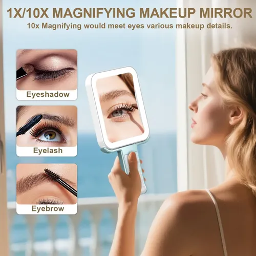 Espejo De Maquillaje Mocado De Viaje Con Aumento 10x/1x Y Lu