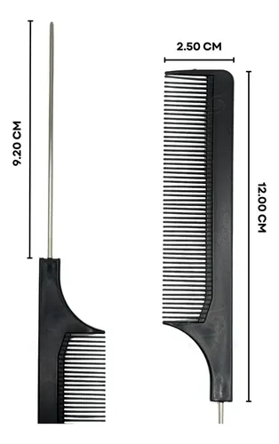 Peine Carbono Profesional Punta Metal Eurostil Negro