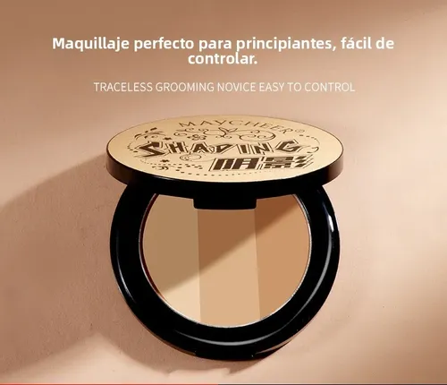 Maycheer Paleta 3 Contorno Sombra Nariz Iluminador Larga Dur