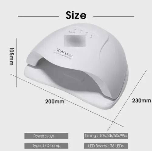 Cabina Uñas Uvled Sun X5 Plus 80w Display Potente Uñas Gel Color Blanco