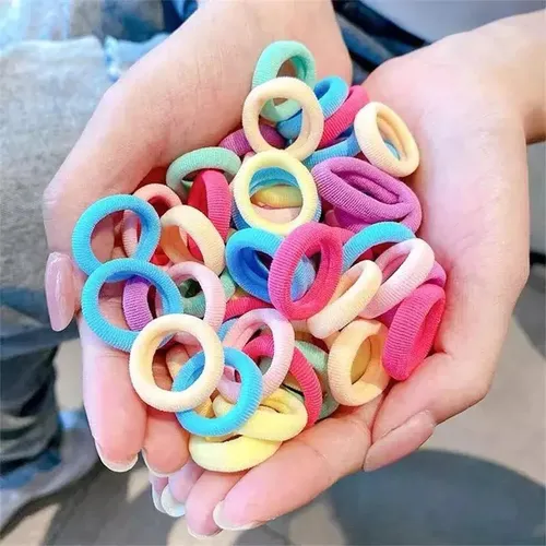Xh 700 Gomas Para Cabello Donut Multicolor Niñas Coral Claro Sólido