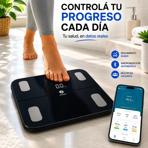 Balanza Personal De Baño Jd If2064a Inteligente Bluetooth Digital Hasta 180kg Bioimpedancia Masa Muscular Grasa Corporal Vidrio Color Negro