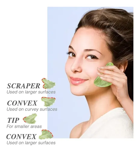 Set Facial Jade Roller Masajeador Y Piedra Gua Sha Verde