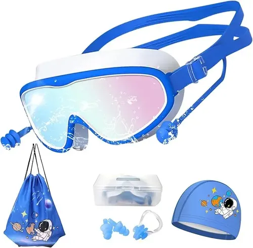 Kit 5en1 Googles Natacion Y Gorro De Baño Para Niños Y Niñas