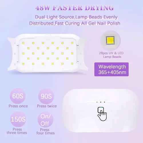 Secador De Uñas Uv Led 48w Shinecai Mini Plegable Usb