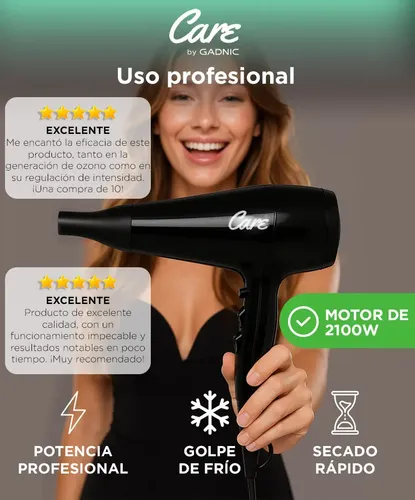 Secador De Pelo Gadnic S2100 Pro Iónico 2m Frío Calor