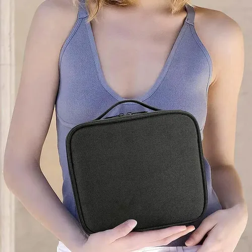 Maletin Neceser Valijita Porta Cosmetico Organizador De Maquillaje Rosa Con Divisiones Ajustables Estuche Portátil Con Cierre, Cosméticos, Perfumes, Brochas Y Viajes Levys Bazar Color Negro