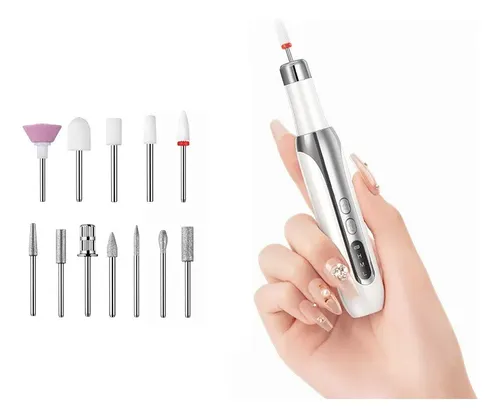 Lima Eléctrica Para Uñas 12 Puntas, Bidireccional, 3 Velocid