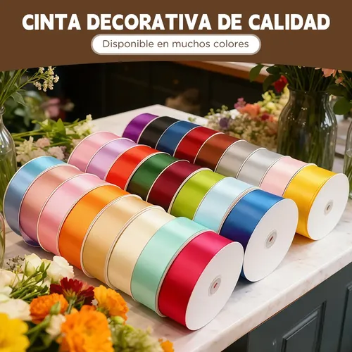 Rollo Liston Satinado Para Decoracion Ancho 4 Cm 91 Metros