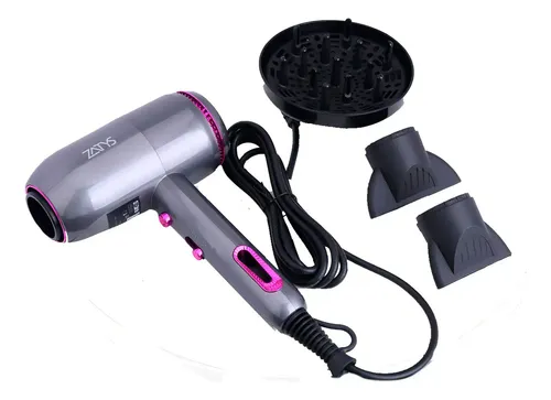 Secador de Pelo Zatys CurlyLux 1500W Iónico Silencioso Negro Rosa