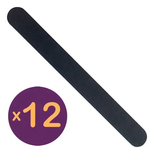 Limas de Uñas Acolchadas Jessamy Pack 12 Negras Grano 180/240 Rectas L28