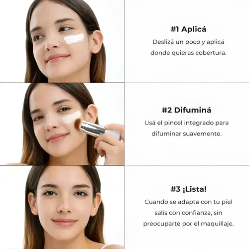 Base De Maquillaje Coreana Viral Barra con Brocha Ocheal con Protector Solar