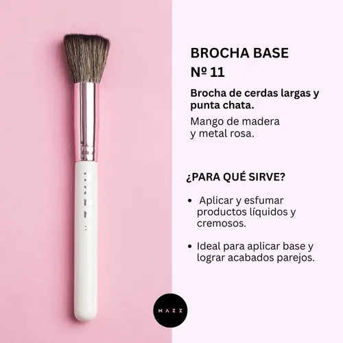 Brocha Base Mazz Make Up Sintética Extra Suave Maquillaje