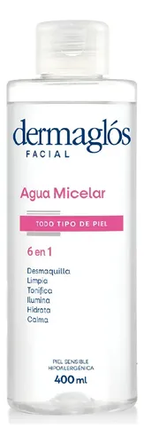 Dermaglos Agua Micelar 6 En 1 Desmaquillante X 400 Ml