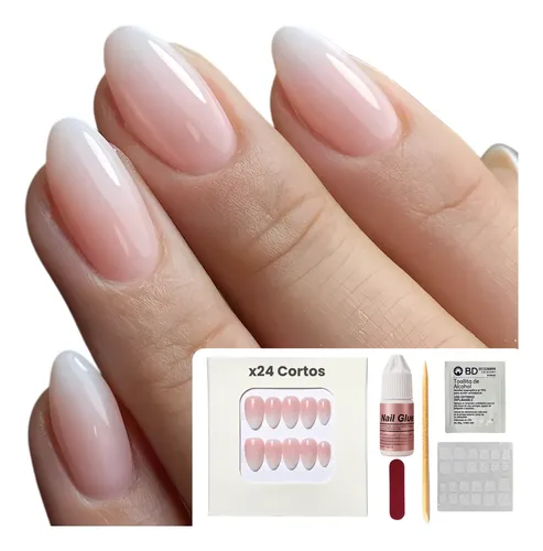 Press On Baby Boomer Almendra Uñas Postizas Autoadhesivas