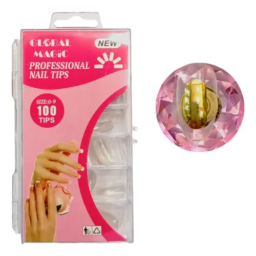 Uñas Postizas Manicuria Diseños Tips Acrílico Brillante X100