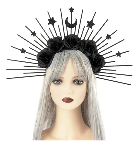 Diadema Gótica Con Forma De Halo, Sol Y Luna