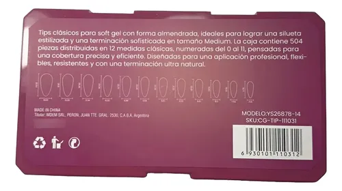 Uñas Postizas City Girl Almendradas Transparentes para Manos con 504 Unidades