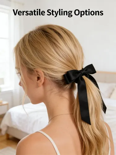Elegante Conjunto De Lazo De Satén Para El Pelo Con Borlas
