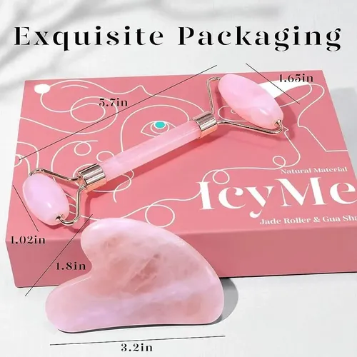 Set Gua Sha Masajeador Facial Piedra Jade Negro