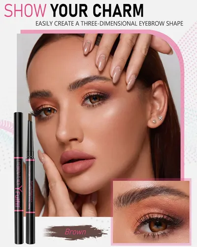 Lápices De Cejas Marrón Impermeable Para Mujer Con Cepillo