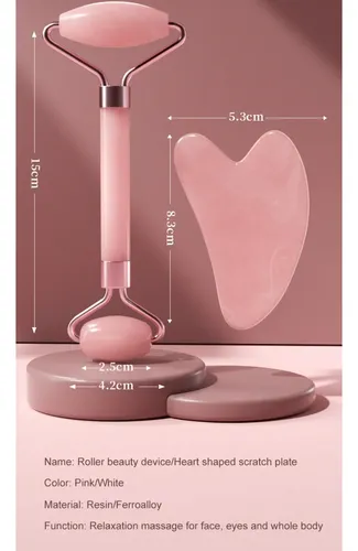 * Gua Sha Facial Masajeador Rodillo Rosa Resina Antiedad
