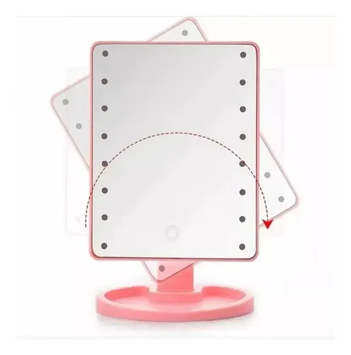 Espejo Maquillaje 16 Luces Led Touch Rotacion 360° Usb Marco Negro